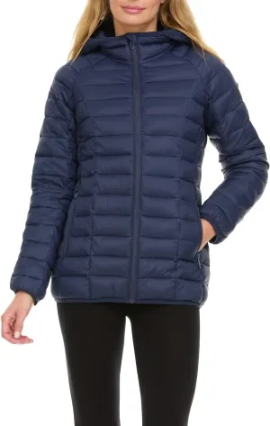 Spyder Packable Puffer Jacket Womens with Hood, Lightweight Full Zip Winter Quilted Womens Puffer Coat