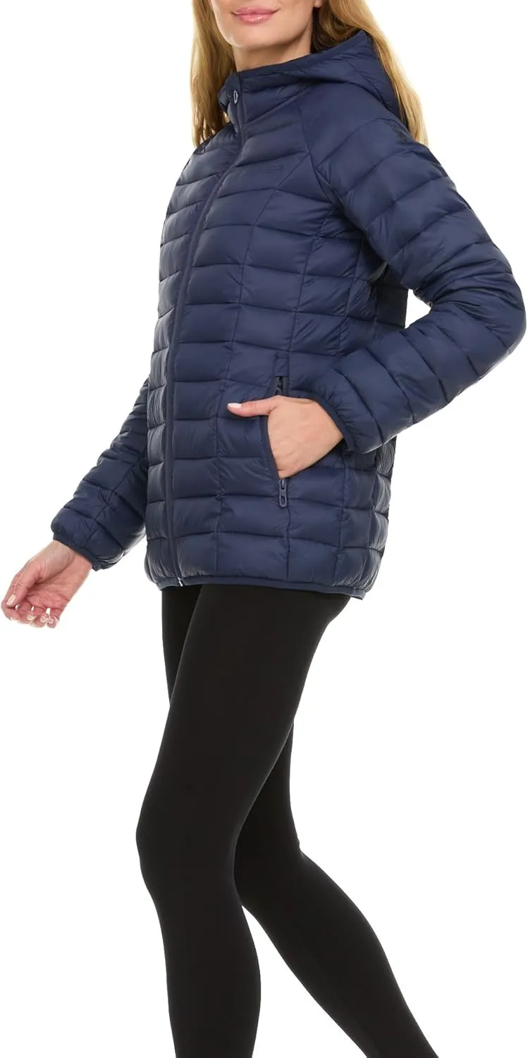 Spyder Packable Puffer Jacket Womens with Hood, Lightweight Full Zip Winter Quilted Womens Puffer Coat