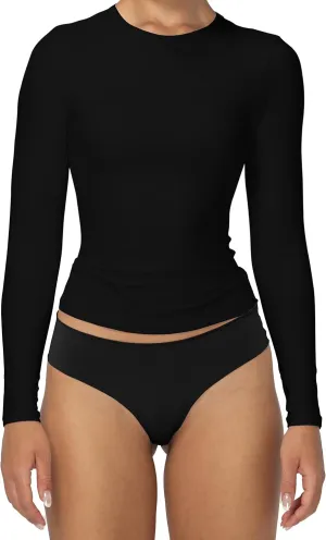 Sunzel Long Sleeve T Shirts for Women with Crew Neck, Double Lined Tops Slim Fit Basic Tee, Casual Undershirt Outfits