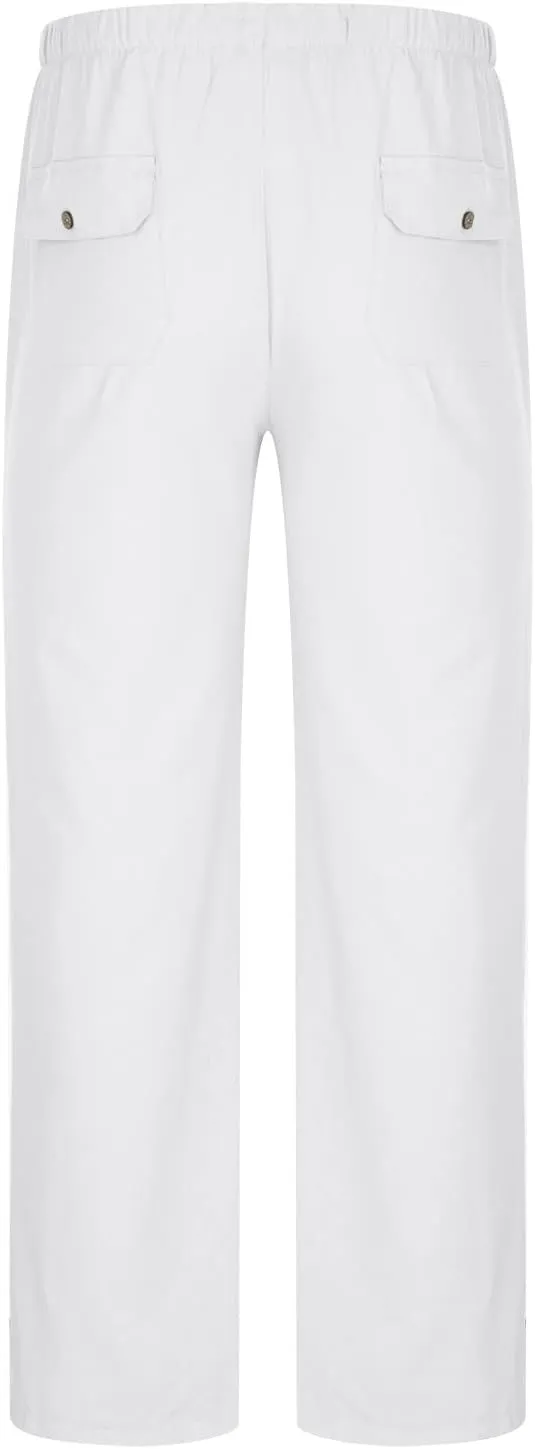 Sweatpants for Men 2024 Trendy Cotton Linen Casual Pants Straight Wide Leg Sweatpants Elastic Waist Drawstring Trouser