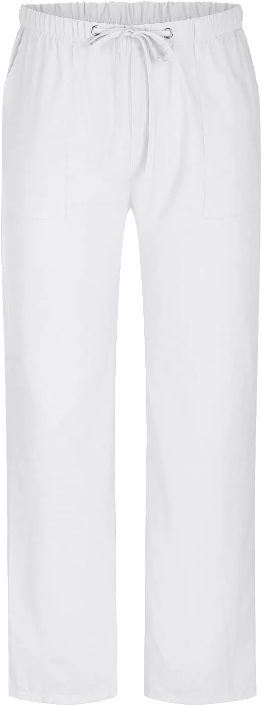 Sweatpants for Men 2024 Trendy Cotton Linen Casual Pants Straight Wide Leg Sweatpants Elastic Waist Drawstring Trouser