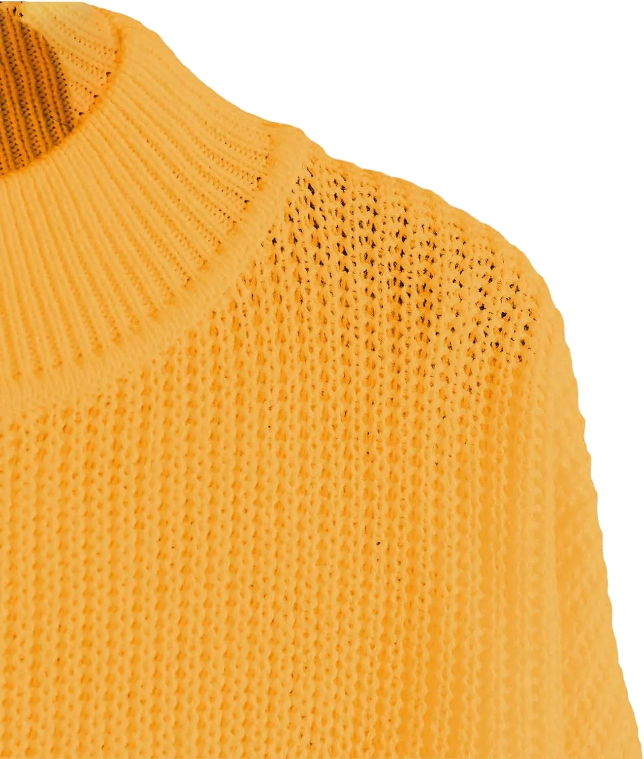 SweatyRocks Women's Long Sleeve Mock Neck Cropped Sweater Drop Shoulder Pullover Sweater Lantern Sleeve Ribbed Knit Crop Top