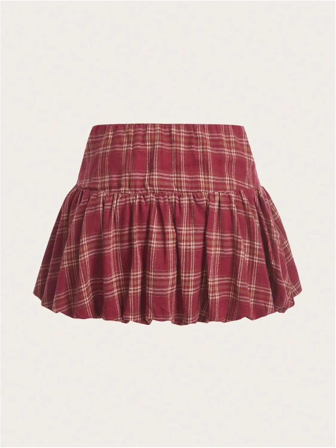 SweatyRocks Women's Plaid Ruffle Mini Bubble Skirt A Line Low Rise Skirts Skort