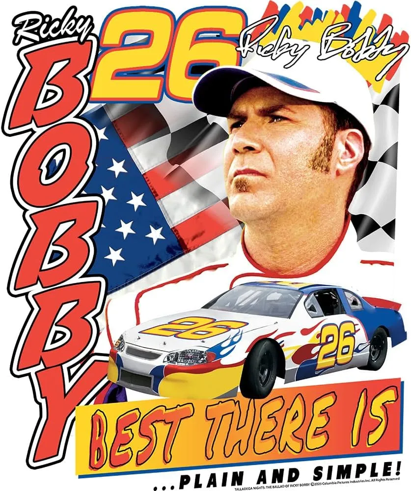 Talladega Nights Ricky Bobby Best There is Front & Back Print Mens White Short Sleeve T Shirt Graphic Tee