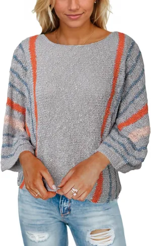 Tanou Women's 2025 Summer Color Block Striped Pullover Sweater