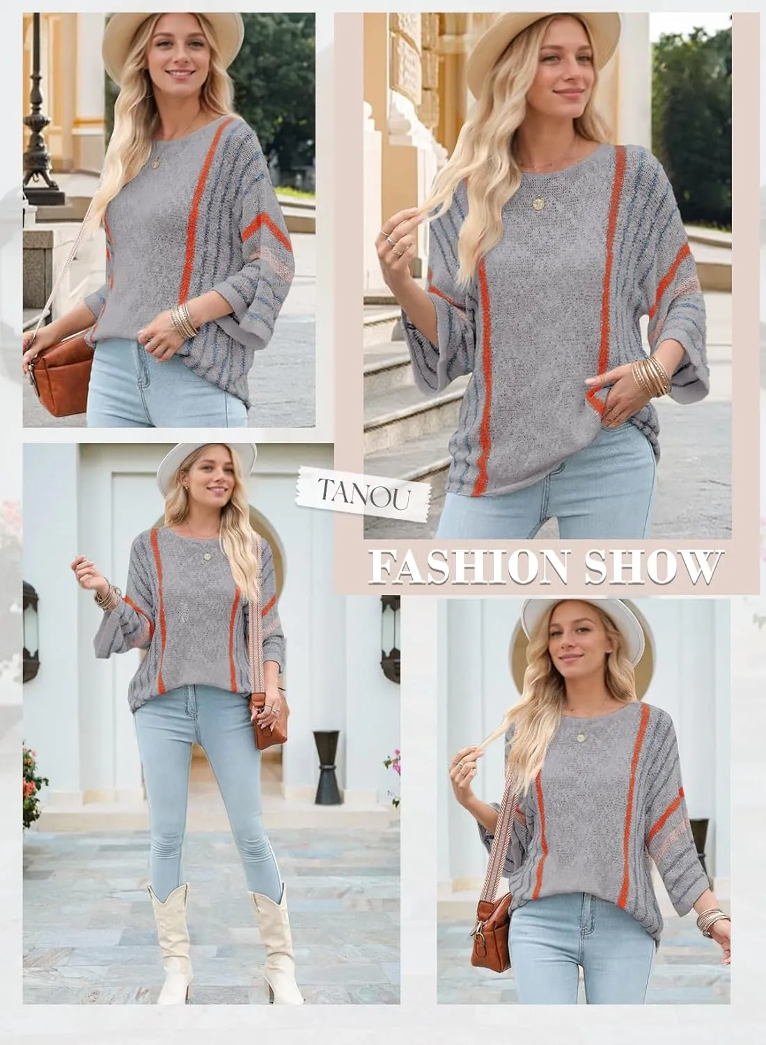 Tanou Women's 2025 Summer Color Block Striped Pullover Sweater