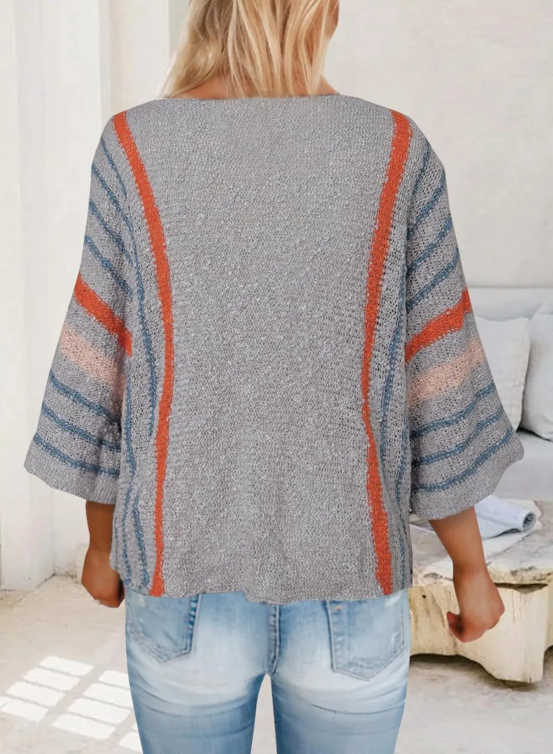 Tanou Women's 2025 Summer Color Block Striped Pullover Sweater