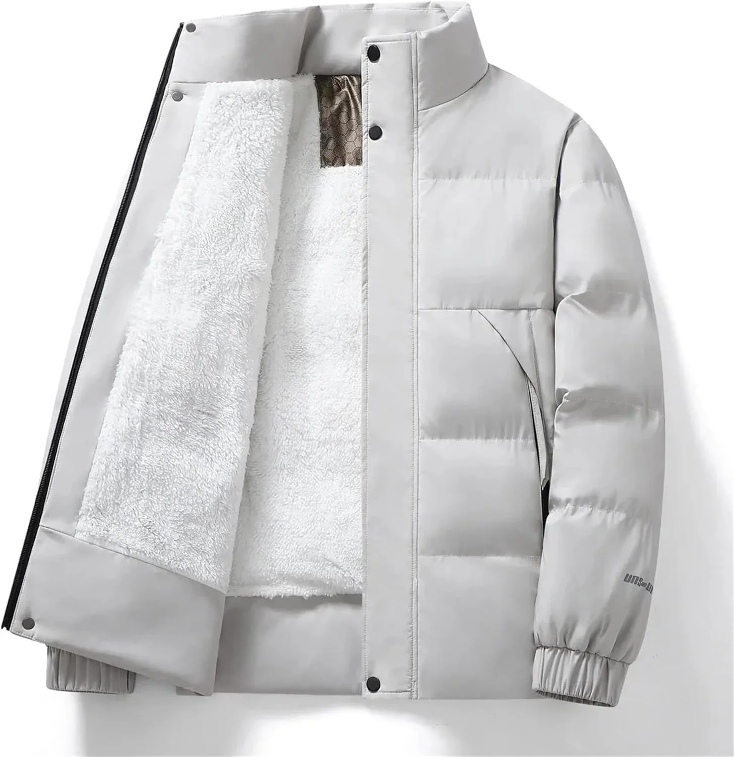 Thick Fleece Warm Puffer Jacket Winter Coat Warm Cotton Padded Coats Stand Collar Coat Male Plush Parkas