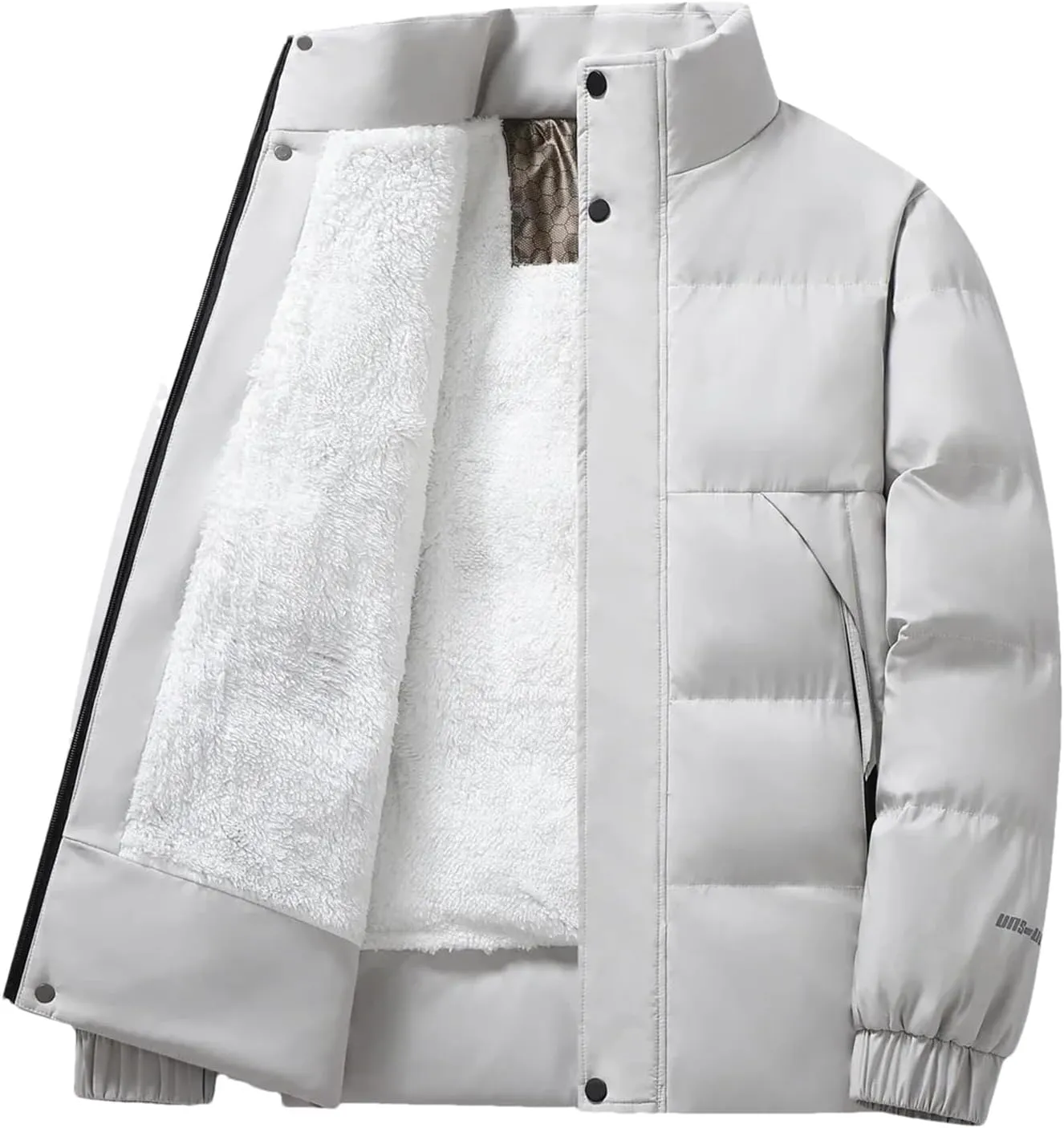 Thick Fleece Warm Puffer Jacket Winter Coat Warm Cotton Padded Coats Stand Collar Coat Male Plush Parkas