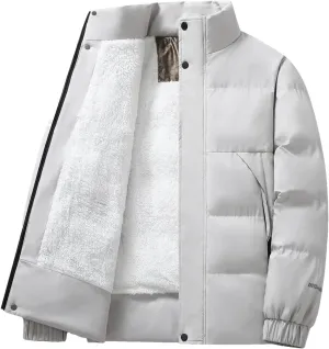 Thick Fleece Warm Puffer Jacket Winter Coat Warm Cotton Padded Coats Stand Collar Coat Male Plush Parkas