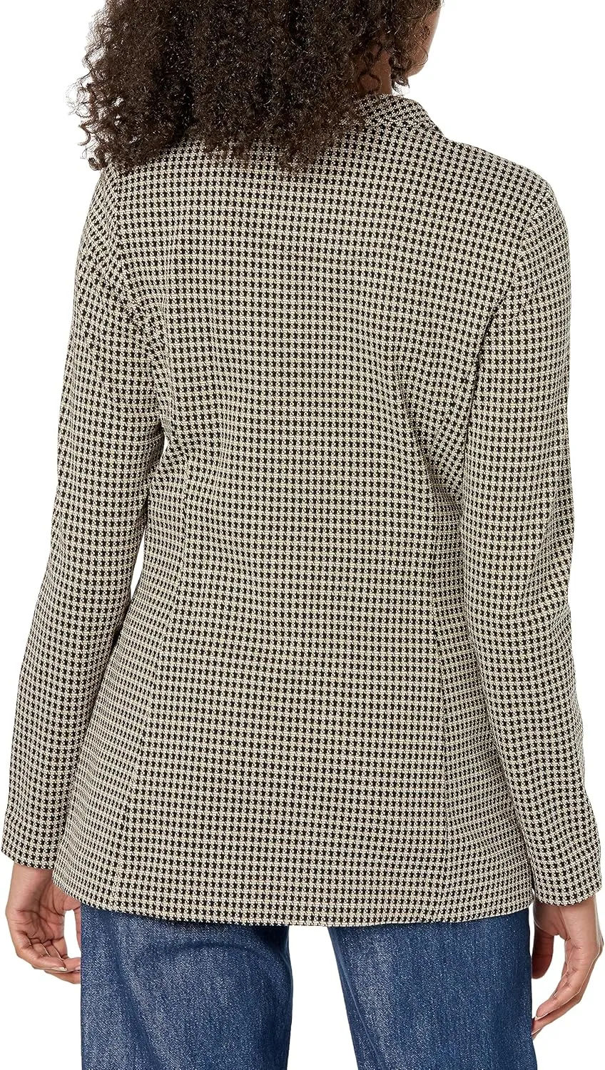 Tommy Hilfiger Women's Long Plaid Fitted Single Button Blazer