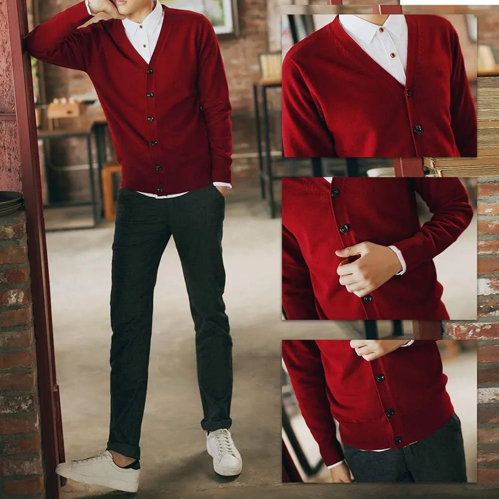 TopTie Embroidery Men's Sweater Cotton Custom Monogrammed Cardigan, Add Your Text Here