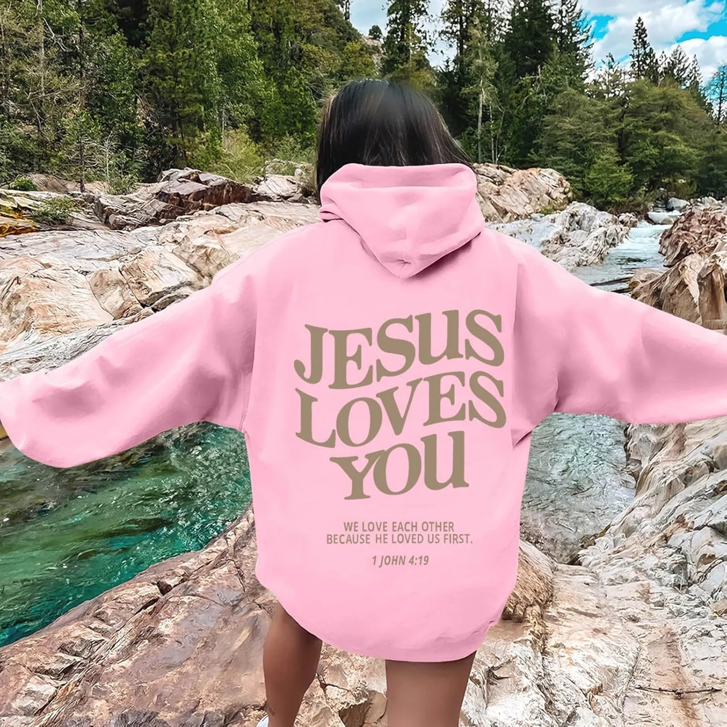 Trust In The Lord Christian Graphic Hoodies Trendy Shape Printed Outfit with Pocket Oversize Fall Winter Fashion 2024