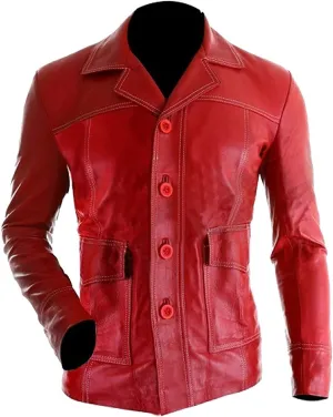 Tyler Mayhem Red Retro Brad Motorcycle Club Biker Leather Jacket
