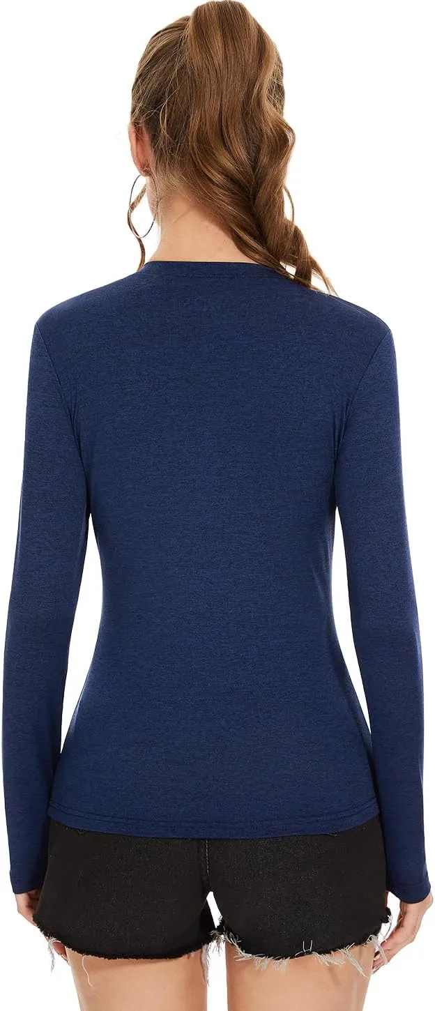 Ullnoy Women's Long Sleeve V Neck T Shirts Long Sleeve Workout Tops for Women V Neck Moisture Wicking Long Sleeve Tee Pack