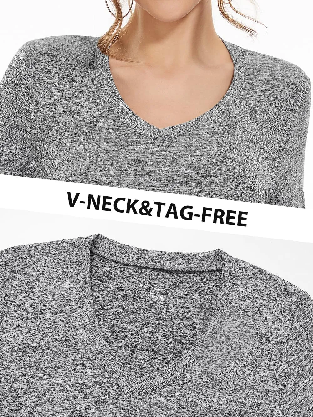 Ullnoy Women's Long Sleeve V Neck T Shirts Long Sleeve Workout Tops for Women V Neck Moisture Wicking Long Sleeve Tee Pack