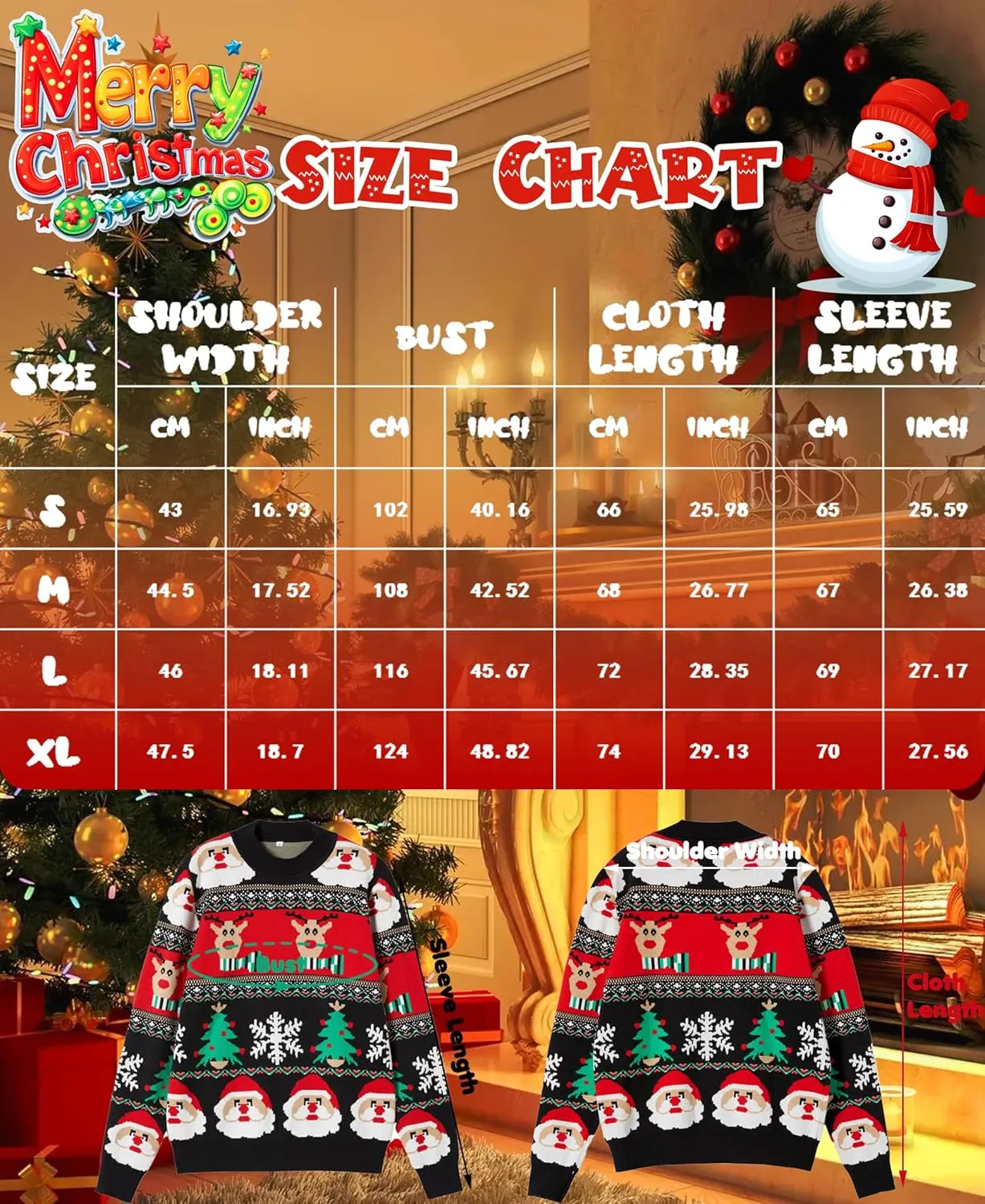 Unisex Ugly Christmas Sweaters Adult Long Sleeve Crewneck Sweaters Funny Top Pullover Xmas Party Family Gatherings