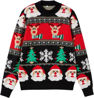 Unisex Ugly Christmas Sweaters Adult Long Sleeve Crewneck Sweaters Funny Top Pullover Xmas Party Family Gatherings