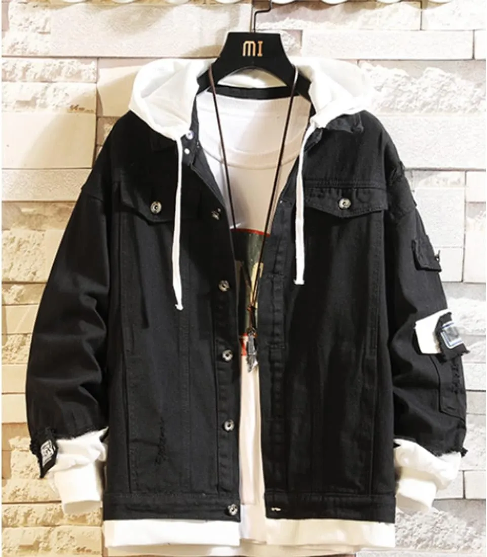 Urahara Kisuke Jeans Jacket Anime Kuchiki Rukia Cosplay Denim Jacket Hoodie Casual Ripped Novelty Coat for Unisex