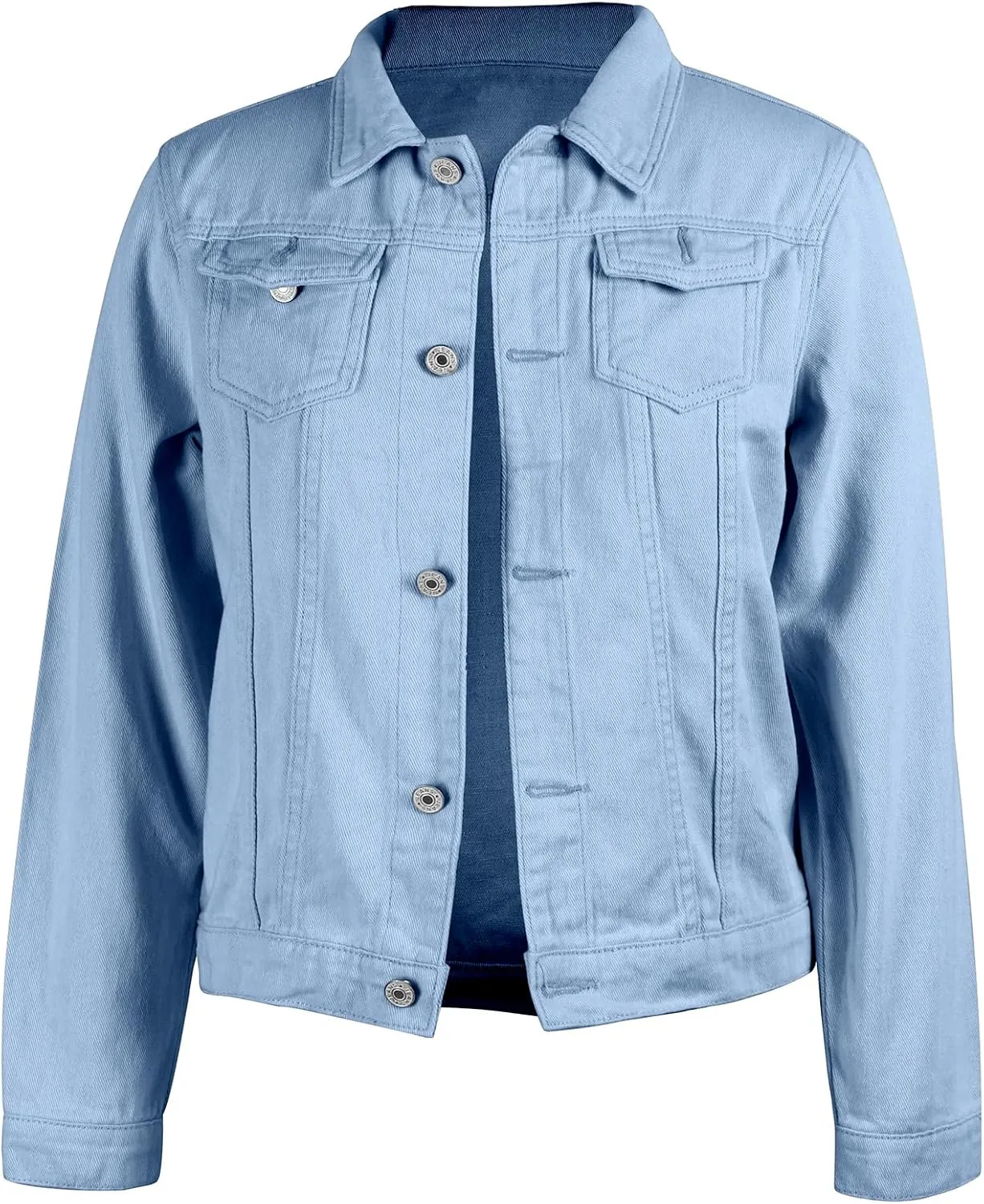 utcoco Women's Cropped Jean Jacket Long Sleeve Casual Button Down Denim Jacket