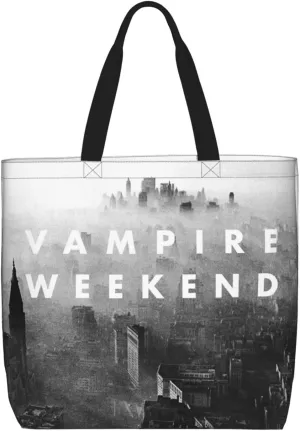 vampire Musics weekend Shoulder Tote for Women Weekender Handbag Reusable Grocery Shopping Bag with Zipper