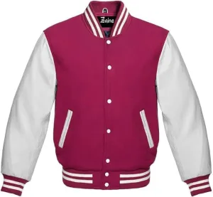 Varsity Men's Baseball Letterman Bomber Wool & Genuine Leather Sleeves Jacket