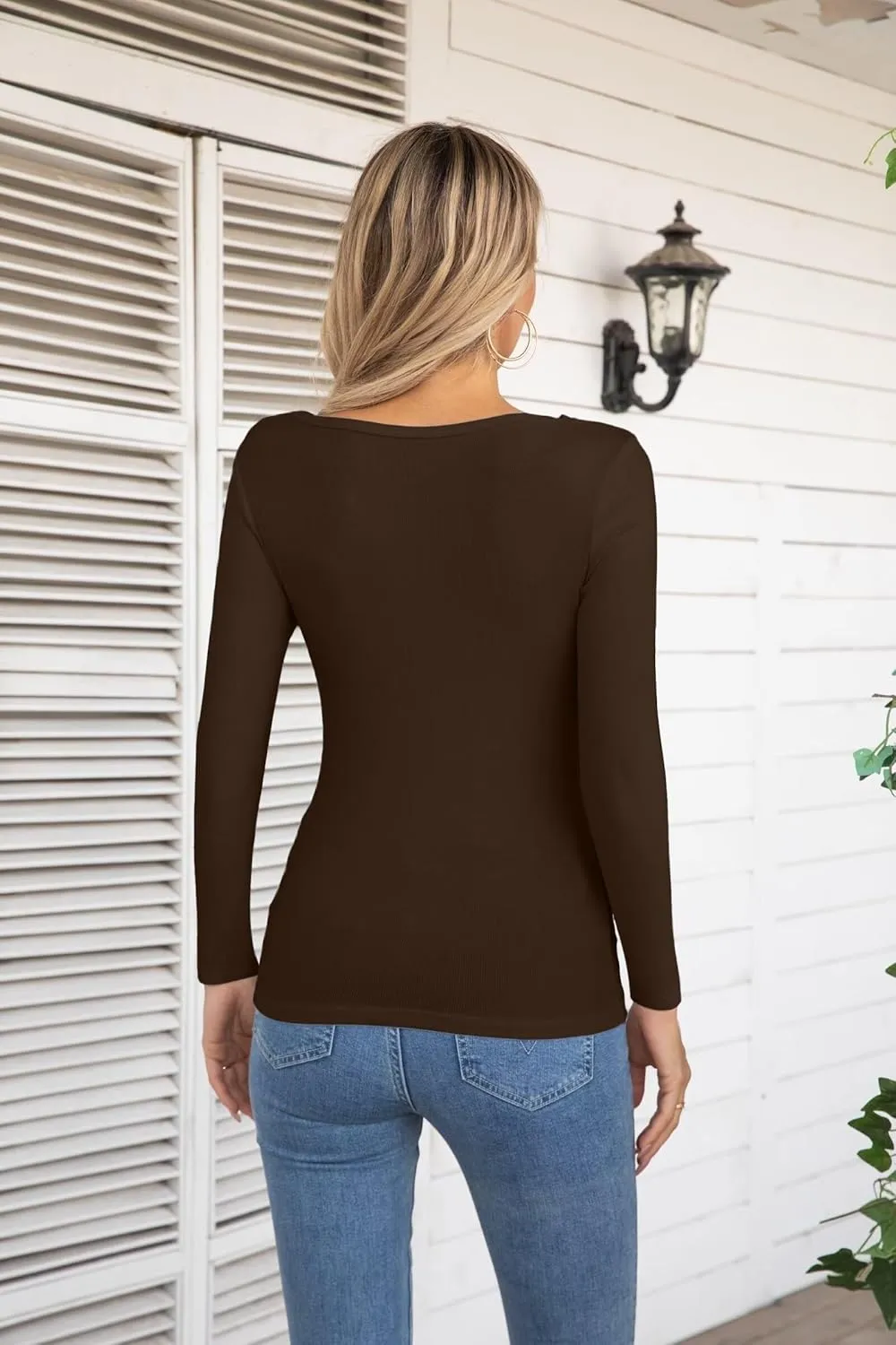 VICHYIE Womens Fashion Fall Clothes One Piece Cutout Tops Long Sleeve Ribbed Slim Fitted Shirts Tee Tshirts