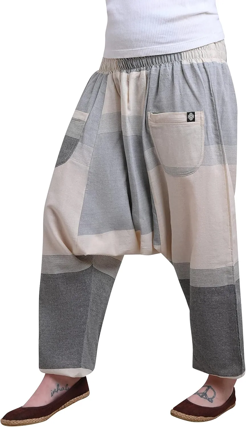 virblatt - Harem Pants Men & Harem Pants Women | Cotton | Hippie Pants Boho for Women Aladdin Genie Harem Trousers Festival