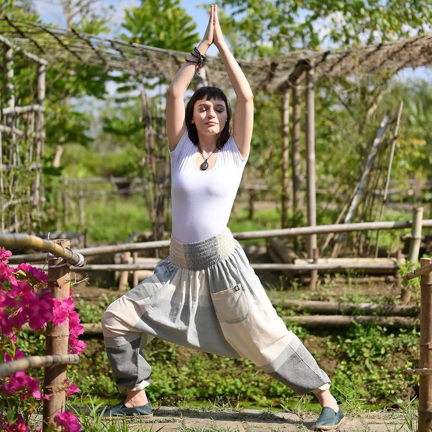 virblatt - Harem Pants Men & Harem Pants Women | Cotton | Hippie Pants Boho for Women Aladdin Genie Harem Trousers Festival