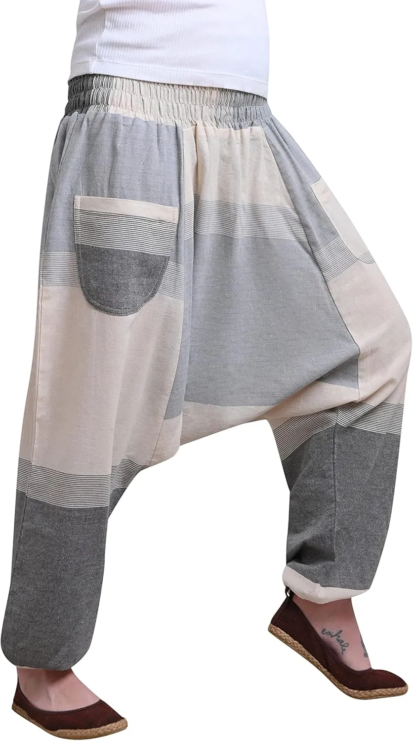 virblatt - Harem Pants Men & Harem Pants Women | Cotton | Hippie Pants Boho for Women Aladdin Genie Harem Trousers Festival