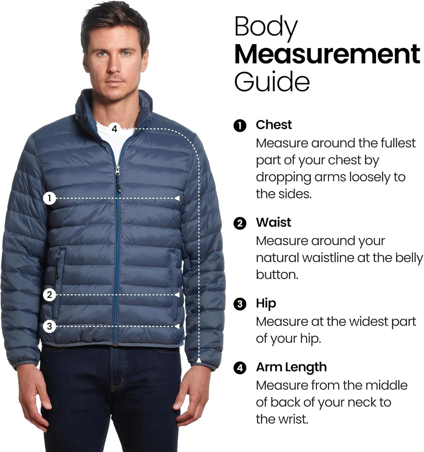 Weatherproof Men's Puffer Jacket, Lightweight Wind Resistant Alternative Down Jacket with Packable Travel Neck Pillow (S-3XL)