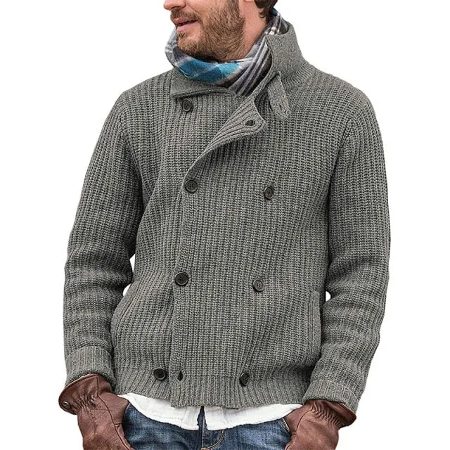 West Louis Turndown Collar Buttoned Knit Cardigan