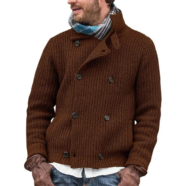 West Louis Turndown Collar Buttoned Knit Cardigan