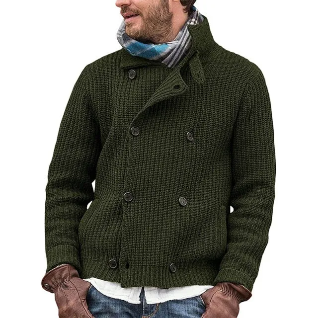 West Louis Turndown Collar Buttoned Knit Cardigan