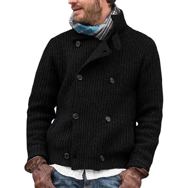 West Louis Turndown Collar Buttoned Knit Cardigan