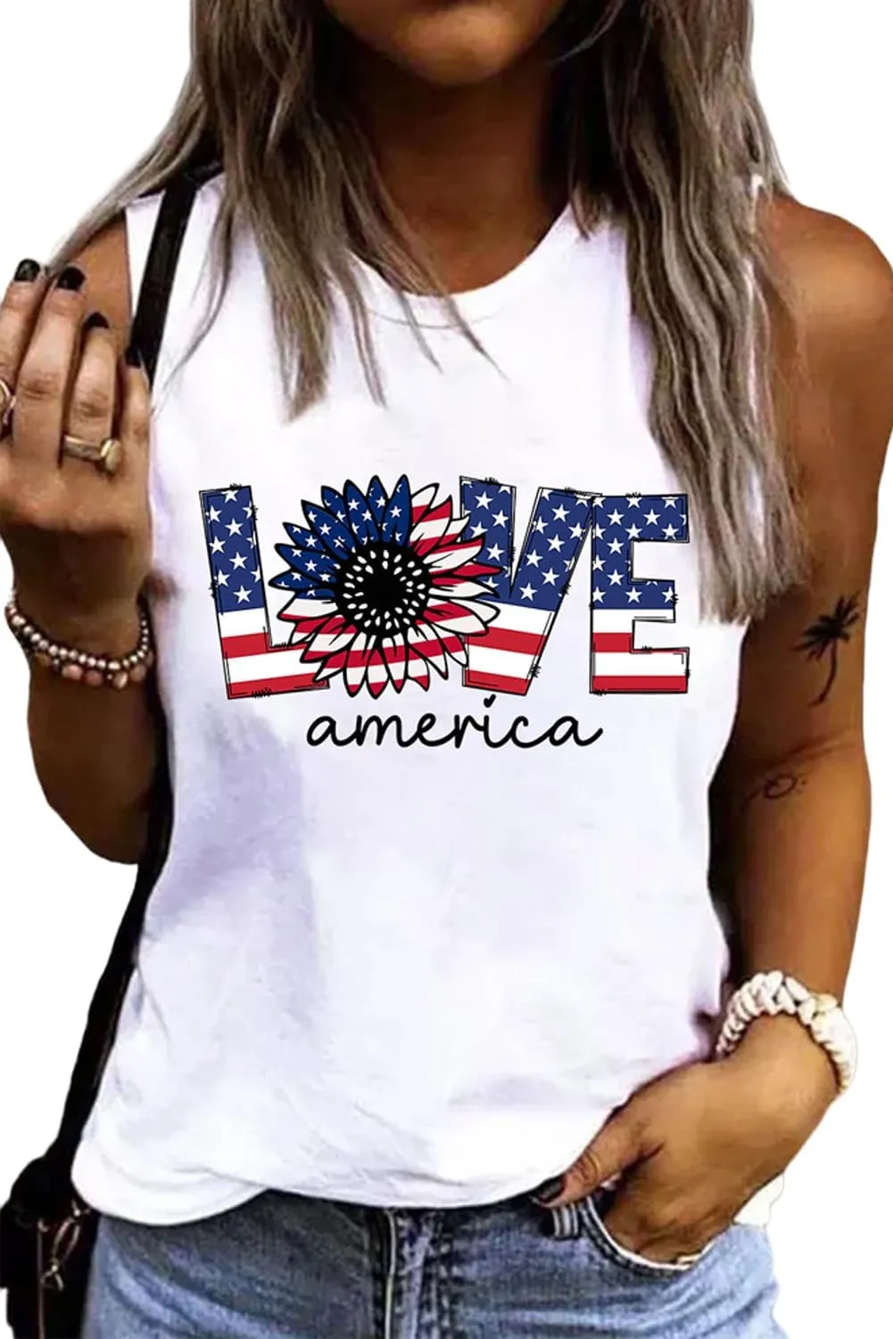 Women 4th of July Patriotic Tank Tops USA Flag American Independence Day Shirts Memorial Day Tops BBQ Tee