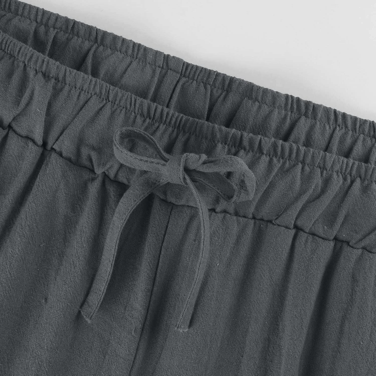 Women Linen Summer Baggy Palazzo Lounge Pants Low Waist Baggy Stretchy Plus Size Trousers Trendy