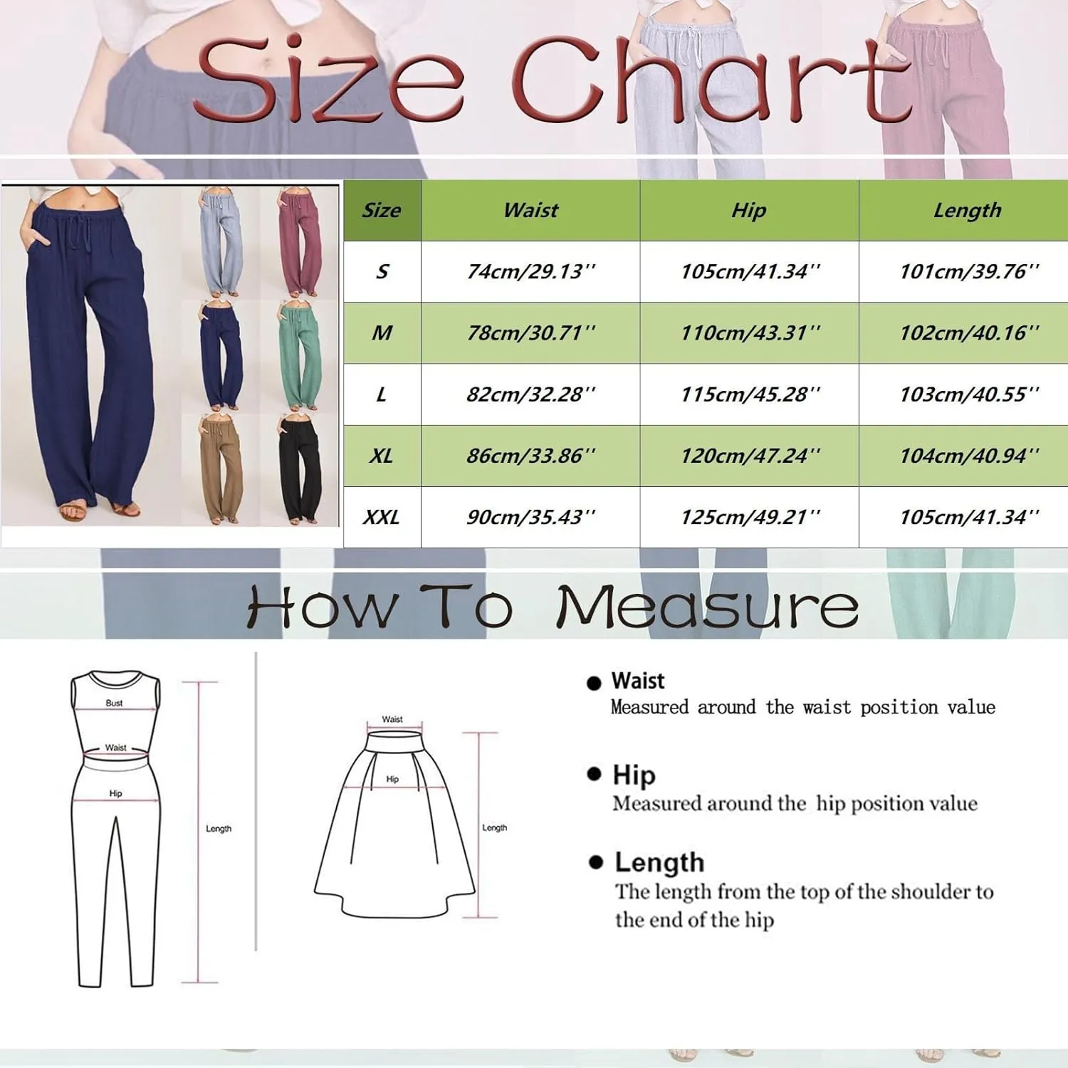 Women Linen Summer Baggy Palazzo Lounge Pants Low Waist Baggy Stretchy Plus Size Trousers Trendy