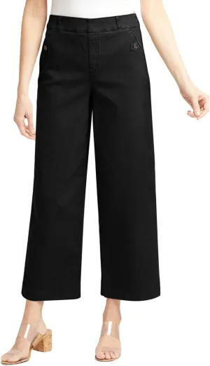 Women Stretch Twill Cropped Wide Leg Dress Pants High Waist Casual Palazzo Trousers Baggy Business Work Trousers Long