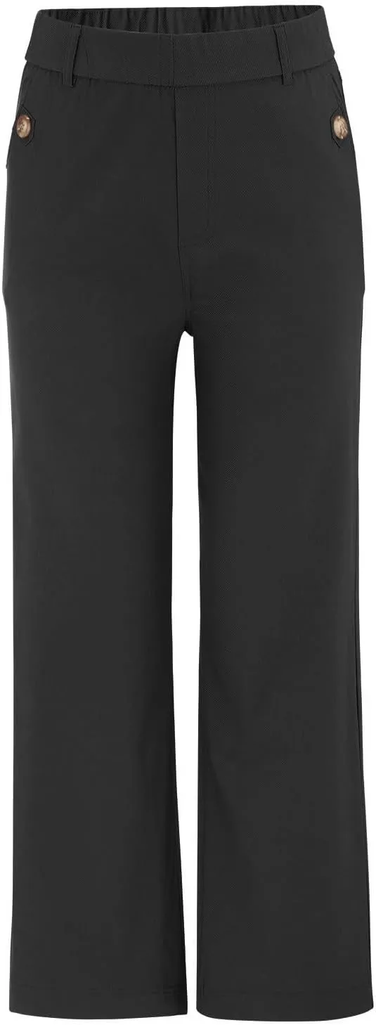 Women Stretch Twill Cropped Wide Leg Dress Pants High Waist Casual Palazzo Trousers Baggy Business Work Trousers Long