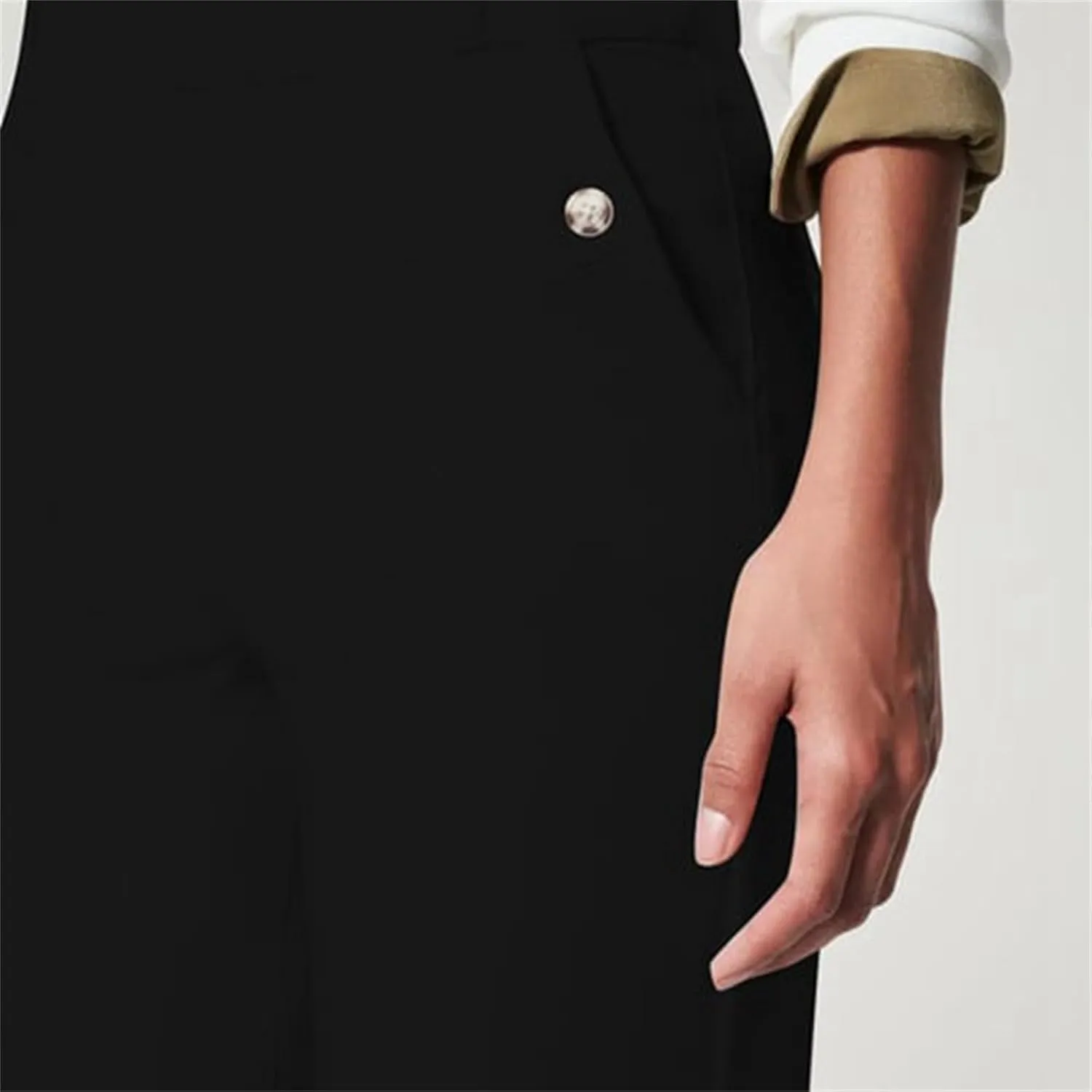 Women Stretch Twill Cropped Wide Leg Dress Pants High Waist Casual Palazzo Trousers Baggy Business Work Trousers Long