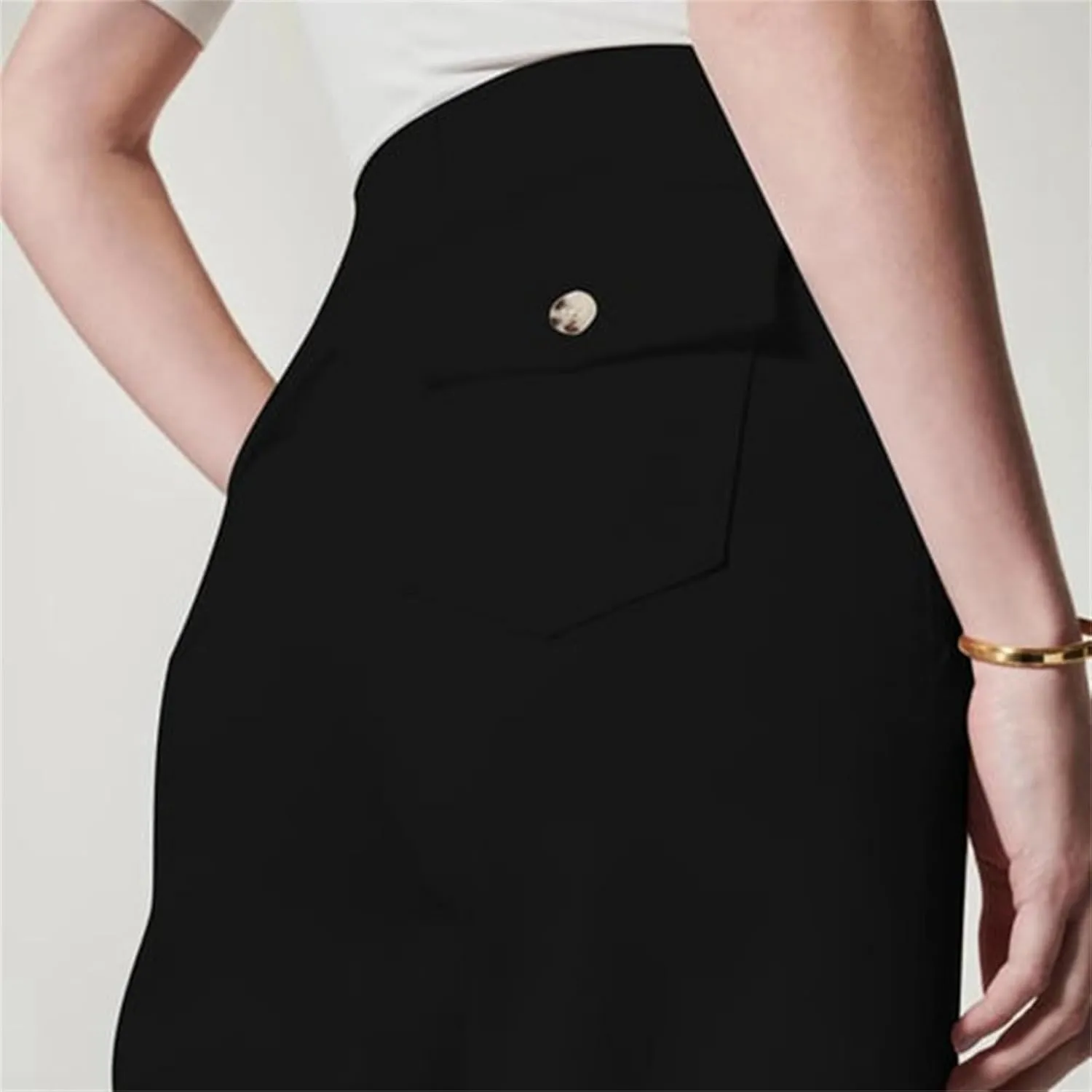 Women Stretch Twill Cropped Wide Leg Dress Pants High Waist Casual Palazzo Trousers Baggy Business Work Trousers Long