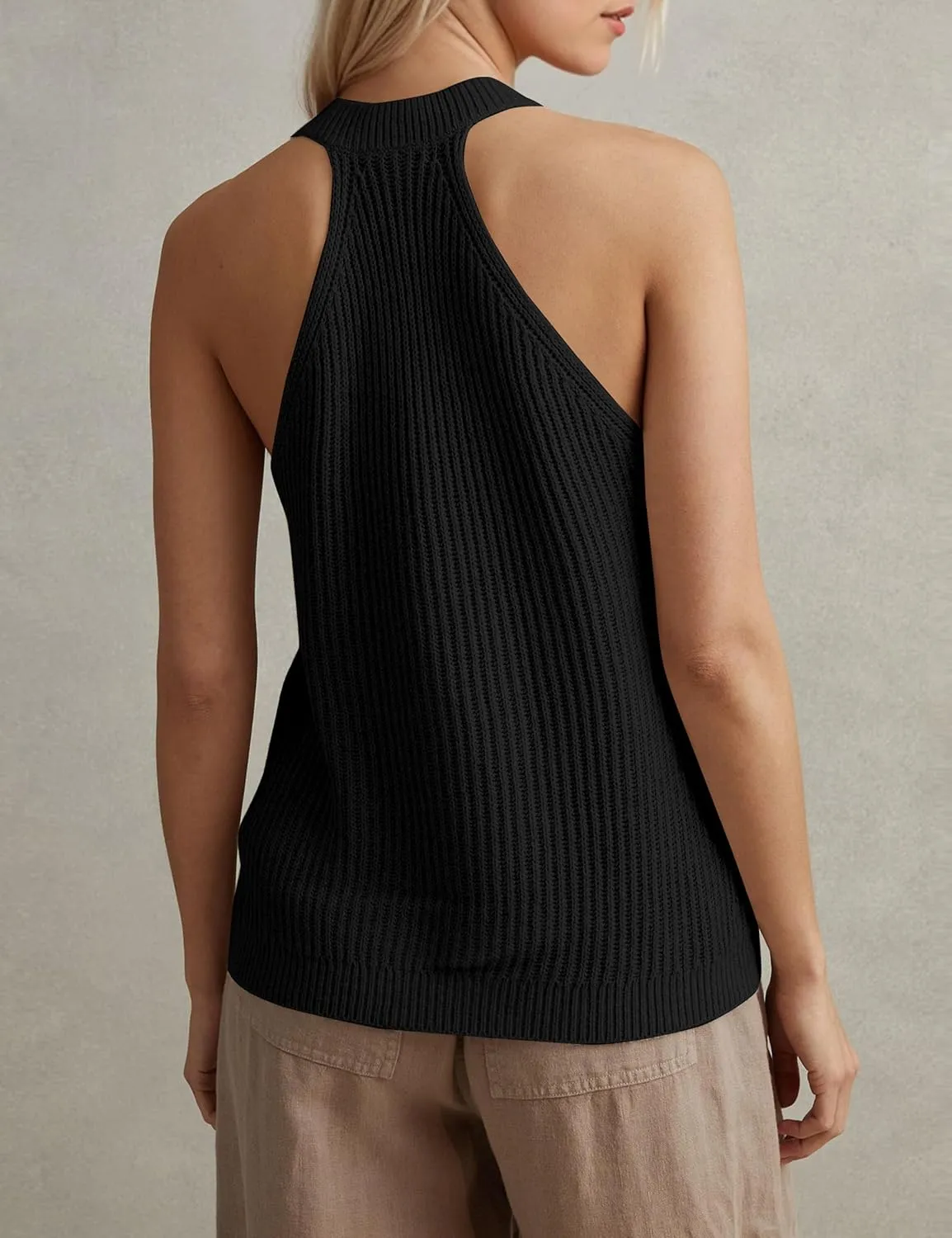 Women Sweater Vest Tops Button Down V Neck Sleeveless Knit Tank Top Loose Fit Knit Cardigan Vest Solid Summer Shirts