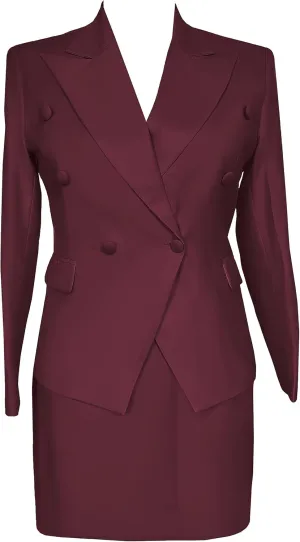 Women's 2 Piece Skirt Suit Double Breasted Jacket & Pencil Skirt Formal Office Business Suit