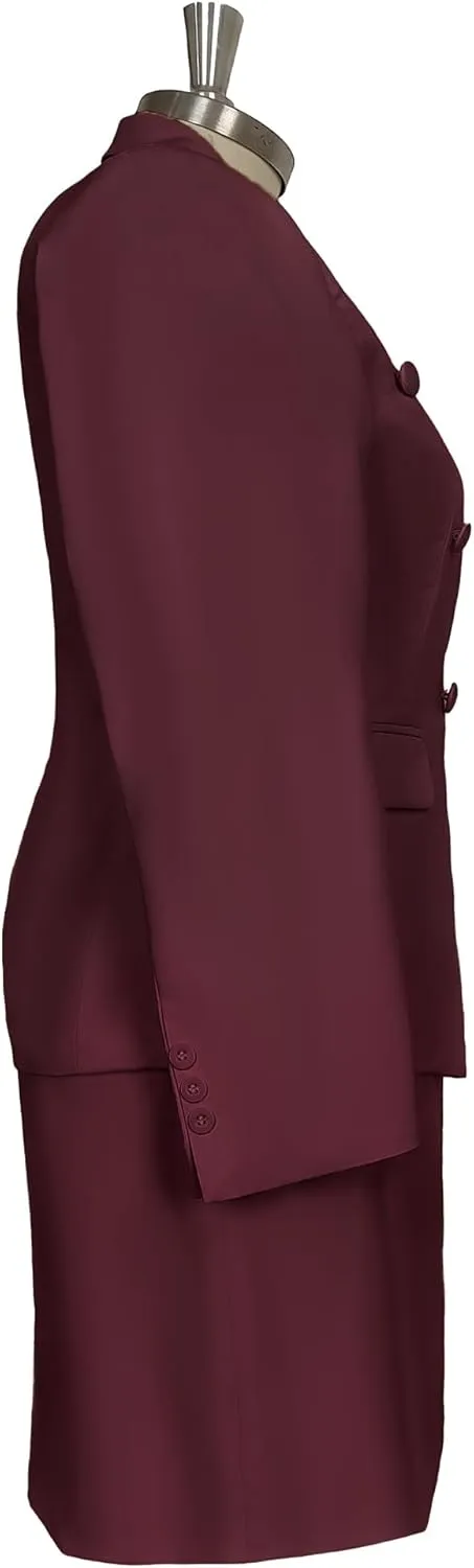 Women's 2 Piece Skirt Suit Double Breasted Jacket & Pencil Skirt Formal Office Business Suit