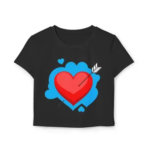 Women's Crop Top Tee, Summer Short Sleeve T Shirt, Slim Fit Graphic Letter Print, Sustainable Organic Cotton
