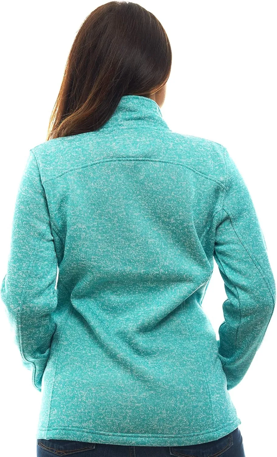 Womens Knitted Sweater Unique Speckled Zip Up Fleece Jacket, All Season Heather Cardigan