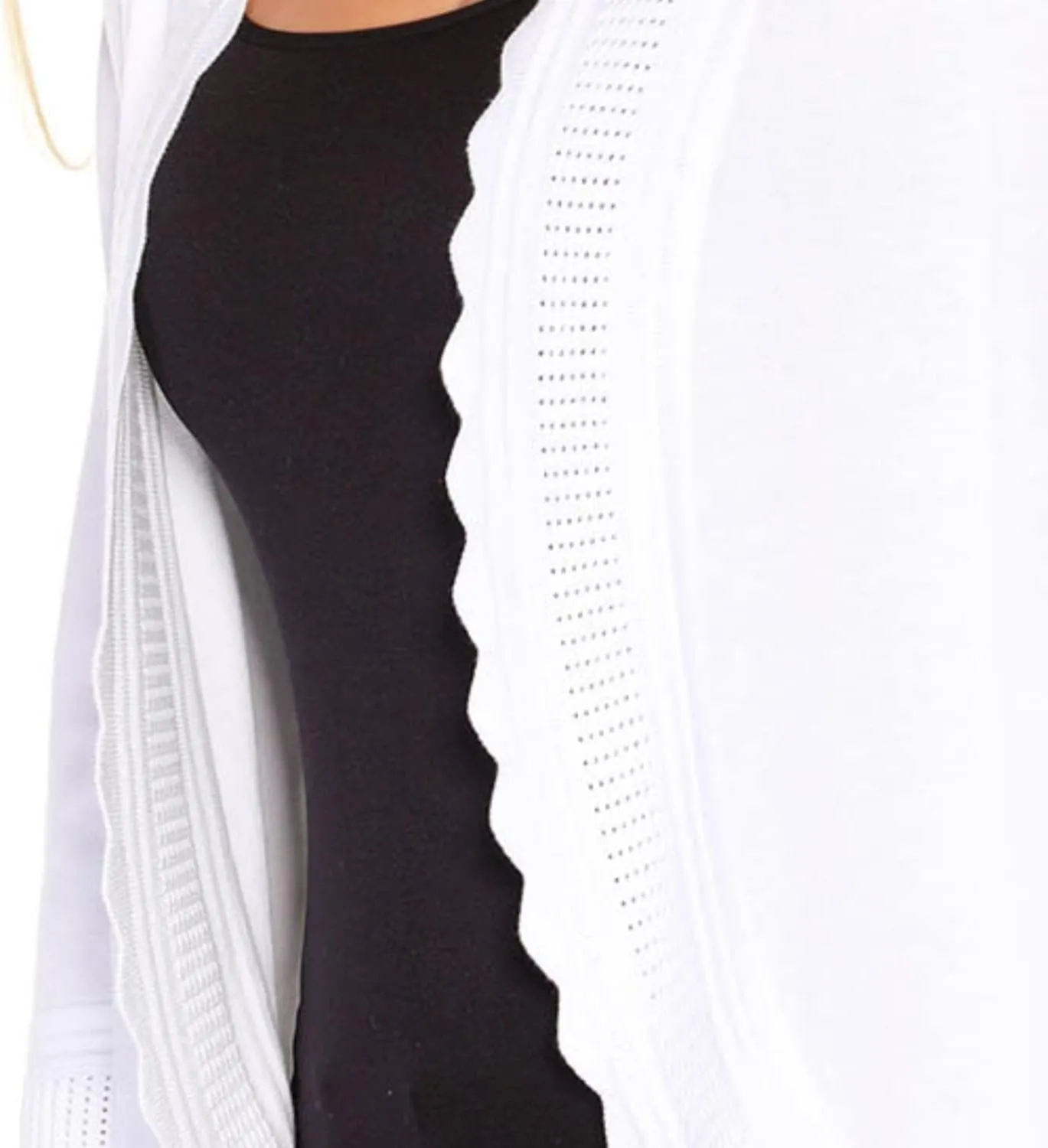 Women's Lightweight Cardigan Shrug with 3/4 Sleeves and Scalloped Edging