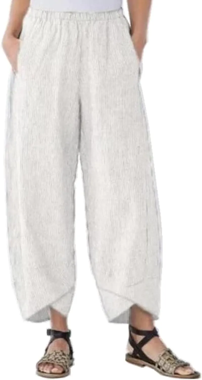 Womens Linen Summer Drawstring Palazzo Lounge Pants Low Waist Lounge Pants Loose Fit Palazzo Lounge Pants Vacation