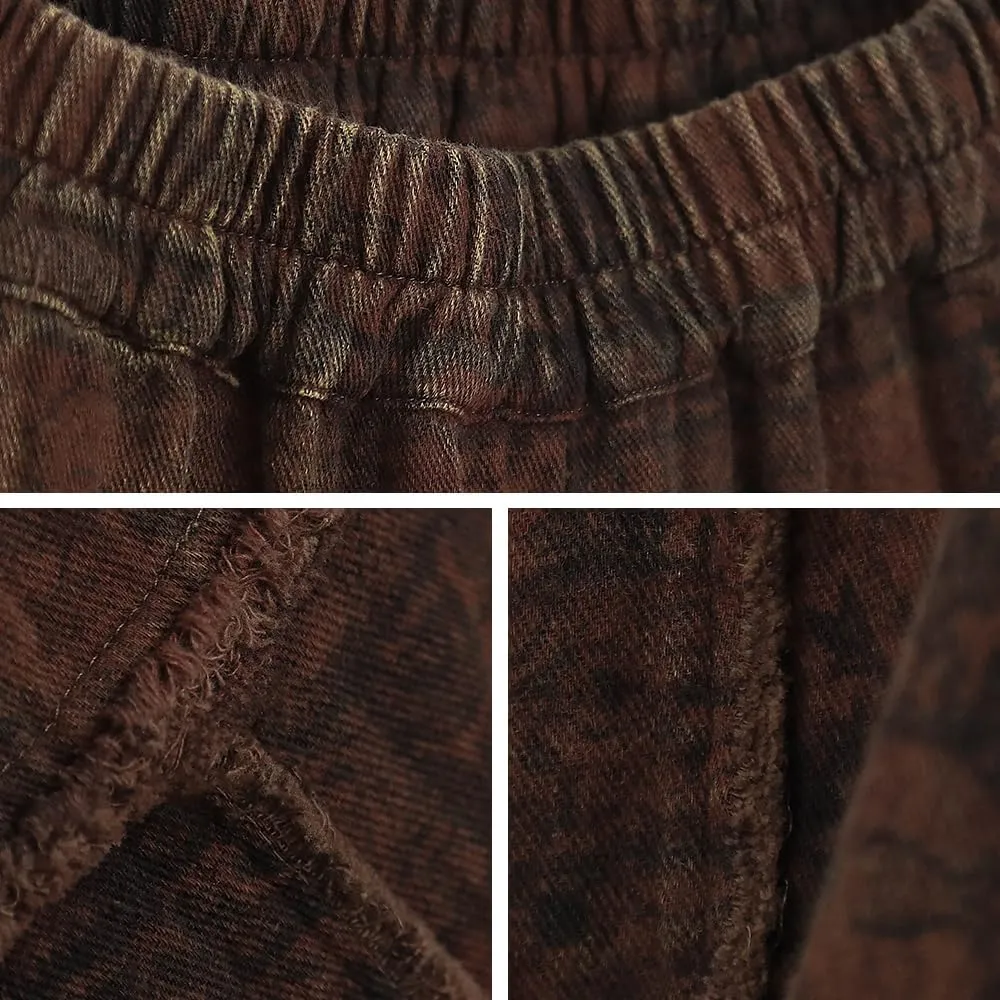 Women's Loose Cotton Pants,Patchwork Style Straight Leg Pants, Casual Vintage Boho Harem Pants